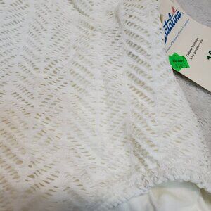 NWT Catalina VTG White Eyelet Romantic‎ Cottagecore One Piece Swimsuit Swim 16